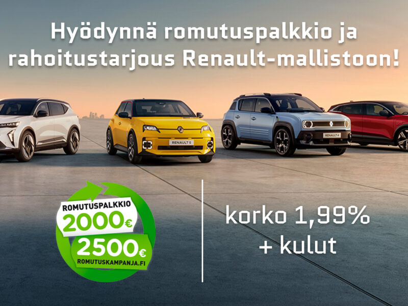 Hyödynnä romutuspalkkio ja rahoitustarjous Renault-mallistoon